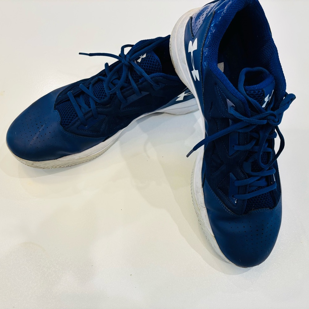 Under Armour  Basketball Men's Sneakers Navy and White Athletic Shoes size 14 - Picture 10 of 11